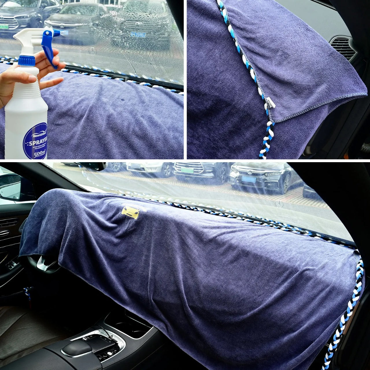 Protector 2 en 1 Herramienta Toalla de microfibra Cuerda absorbida en agua Instalación de película de parabrisas