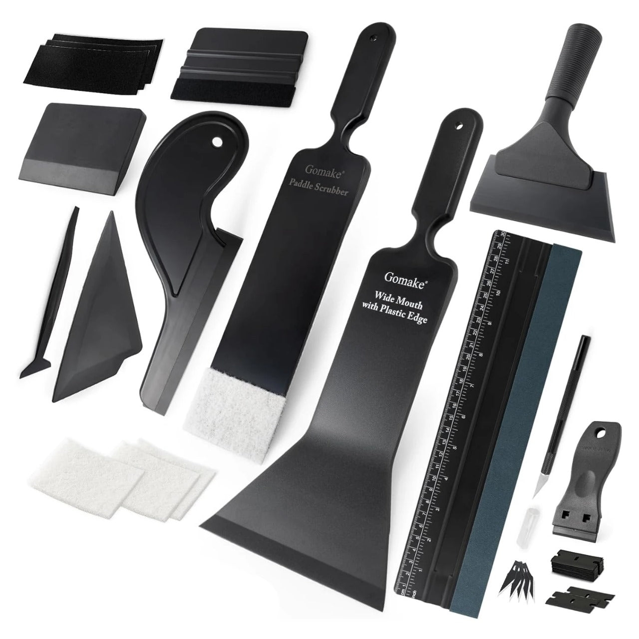 Escobilla de tinte de coche negra, limpieza de ventanas de vidrio, Bulldozer, depurador, borde de fieltro, tarjeta dura de plástico, Kit de herramientas de envoltura de película de vinilo
