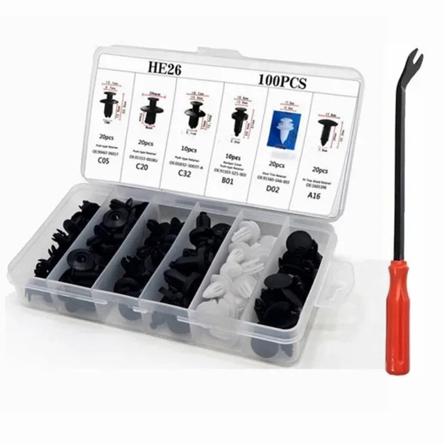 Kit de Clip de sujeción para coche, remache de guardabarros, pasador de retención de empuje de carrocería, remache de parachoques, reparación de Panel de puerta, piezas 100