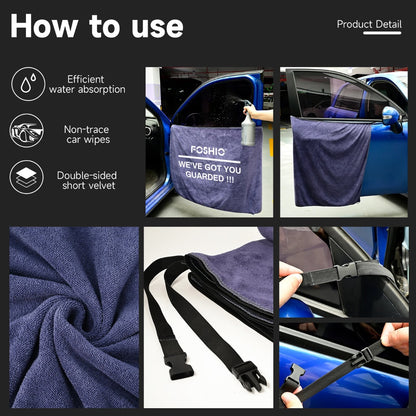 Accesorios de lavado automático, toalla de microfibra con absorción de agua, estera de cobertura para paneles de puertas laterales de coche, herramientas de limpieza de tinte de Ventanilla